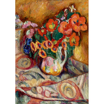 РЕПРОДУКЦИИ НА КАРТИНИ Цветя върху флорална покривка за маса (1930)